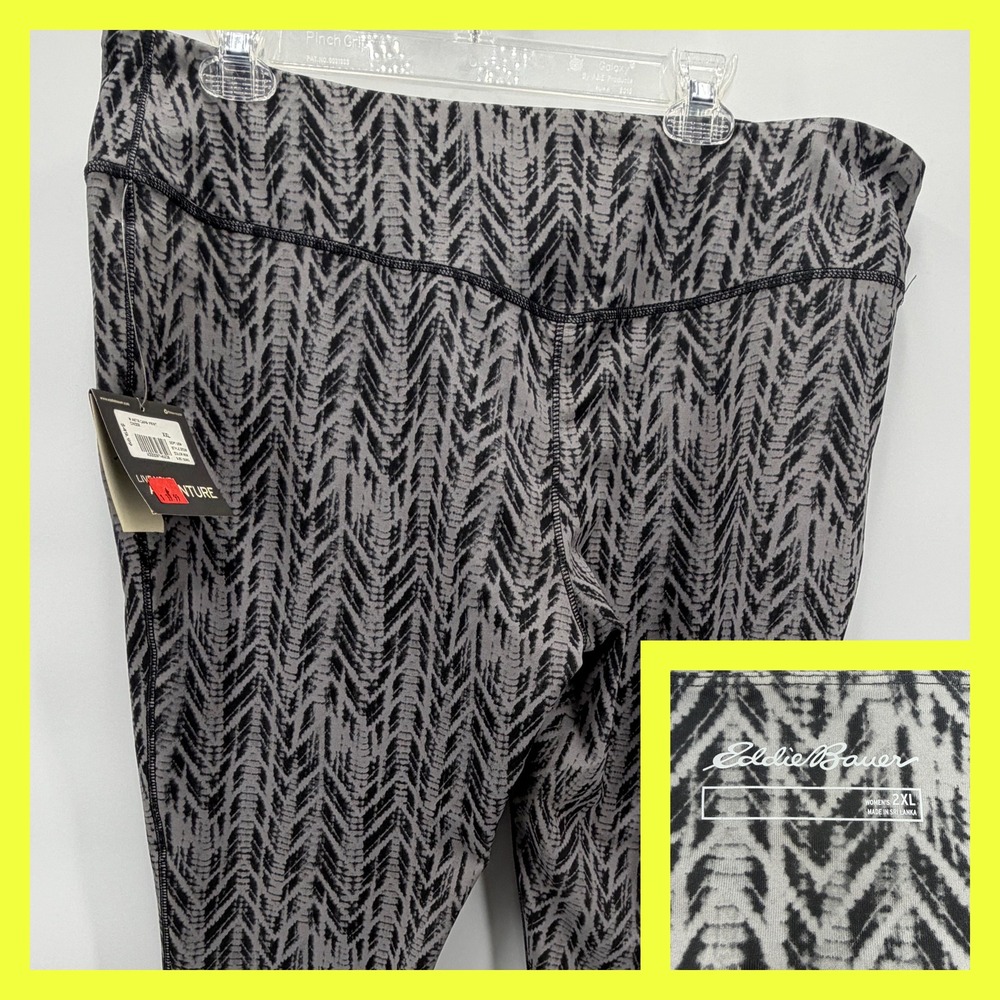Eddie Bauer NWT Astir Capri Leggings Womens 2XL XXL Cinder Gray‎ Print FreeDry